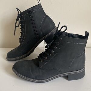 Cliffs by White Mountain Eligible Lace Up Boots Women's Size 7 Black Side Zip